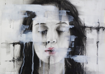 Unknown face XXV  ,  70x50cm ,  Mixed Media on Paper