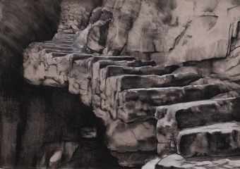  Stairs of Fear ,  70x100cm ,  Mixed Media on Paper