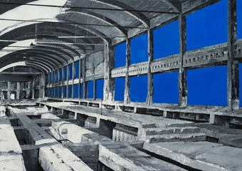  V betóne (bývalá huť Poldi Kladno)  ,  85x125cm ,  olej na plátne 