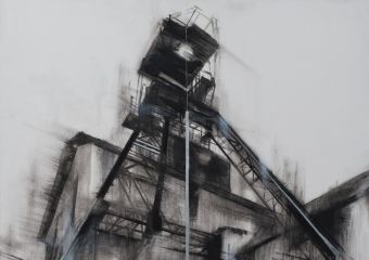  Frantšachta I  ,  100x70cm ,  Oil on Canvas, Stone, Silver Wire  